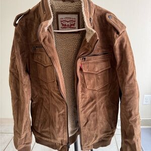 Levi's Brown Military Field Jacket with Suede Texture